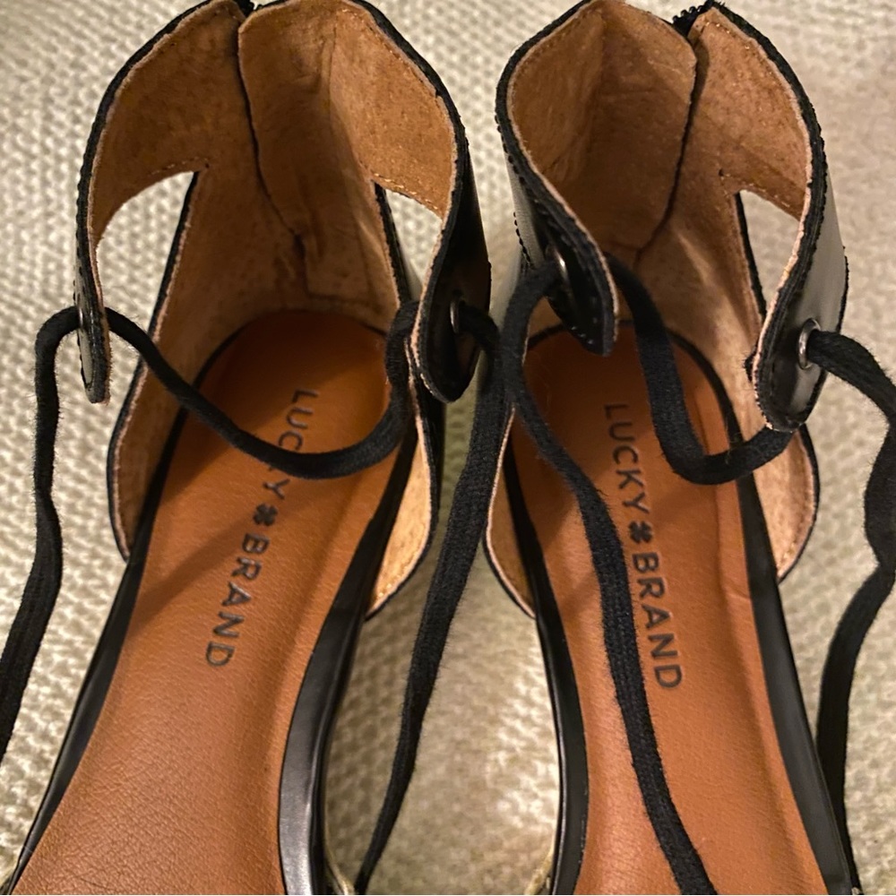 Lucky Brand Talianna Black Woven Espadrille Women Size 8 in Original Box - Picture 4 of 10